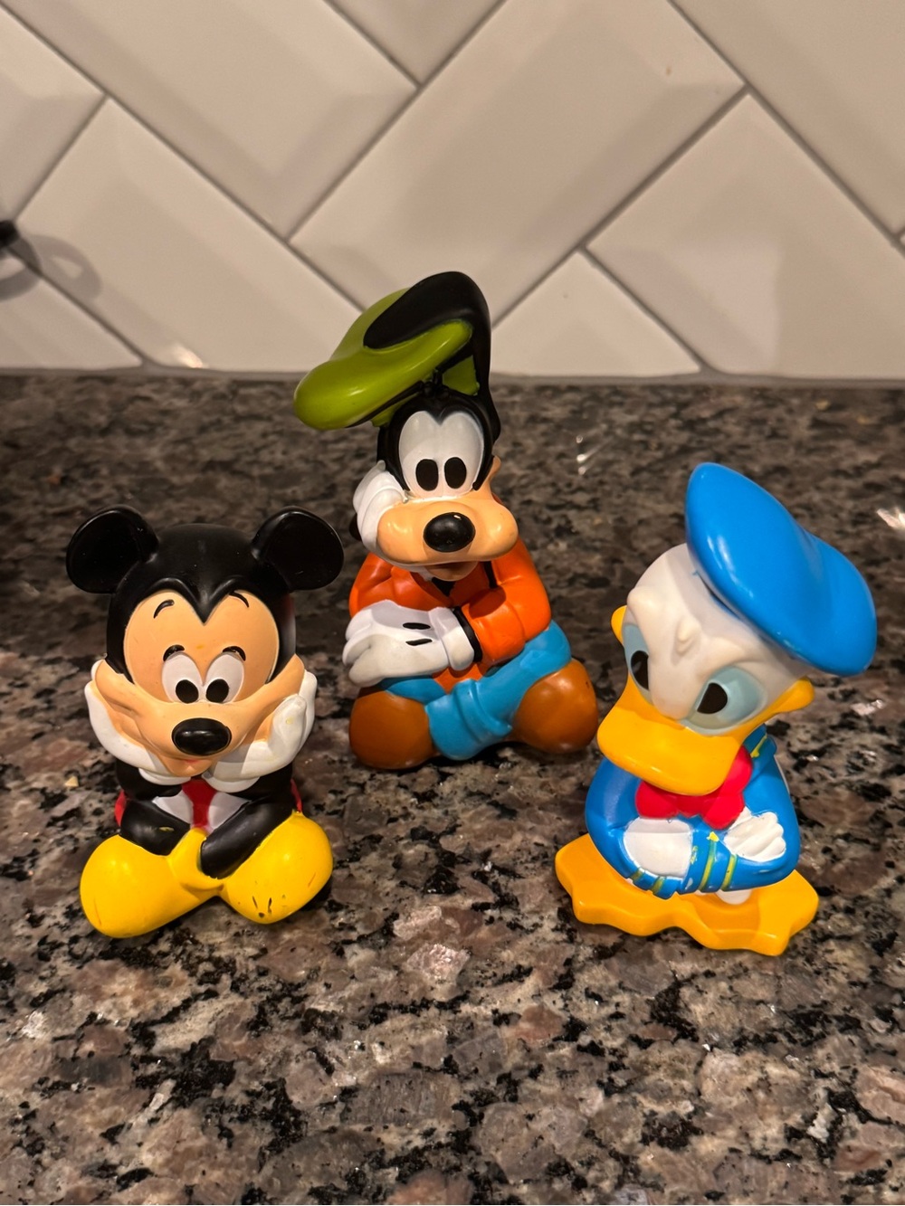 Disney Mickey Mouse & Co Rubber Bath Toy/Water Toy Set 3 Characters Donald Goofy